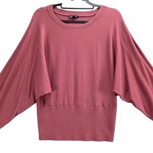 Express Womens Mauve Pink Dolman Batwing Sleeve Ribbed Hem Knit Sweater Small